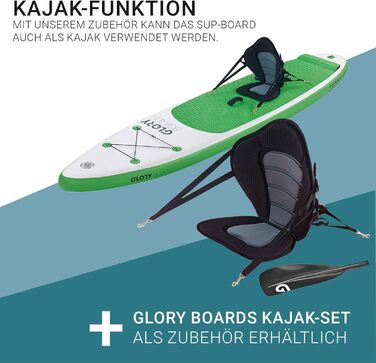 Надувна SUP-дошка Glory Boards Cross 11'0'' зелена, до 180 кг, комплект з карбоновим веслом, насосом, рюкзаком, опція каяк та віндсерфінг