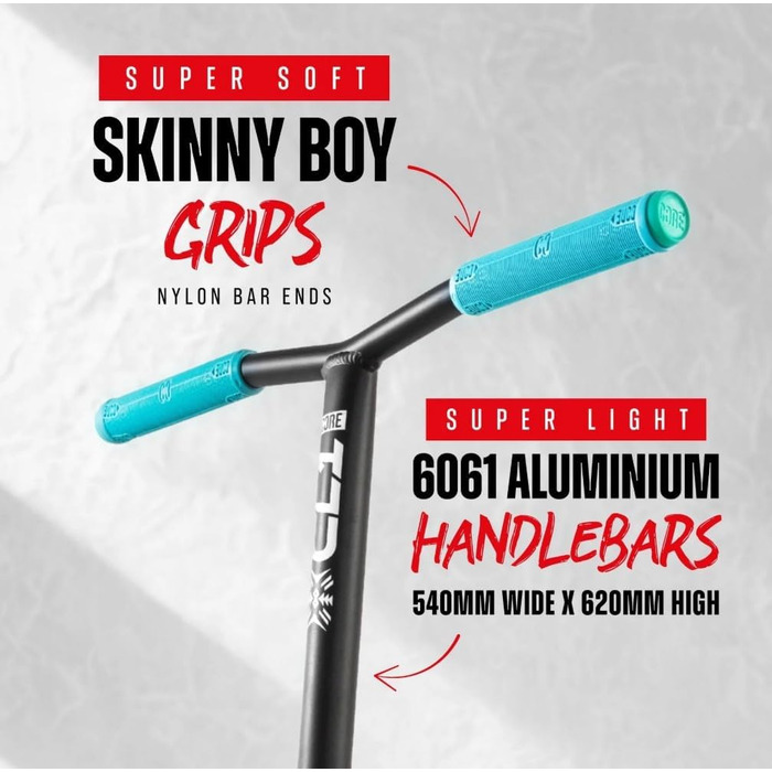 Трюковий самокат CORE Stunt Scooter 110mm, ABEC 9, для початківців та профі, 78-96 см, + стікер Fantic26 (Park CL1, бірюзовий)