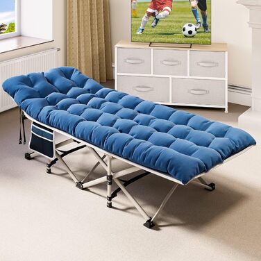Розкладне ліжко для кемпінгу YITAHOME для дорослих з матрацом, міцне, надійне, для відпочинку на природі, блакитне