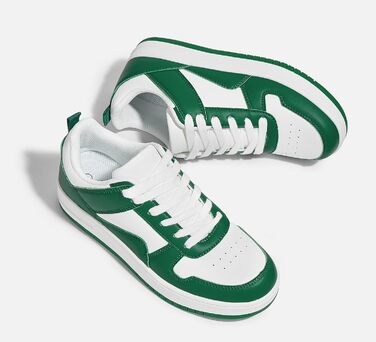 Жіночі кеди LUCKY STEP з блискучими стразами, шкіряні низькі кеди на шнурівках, зручні для прогулянок (40 EU, зелено-білі)