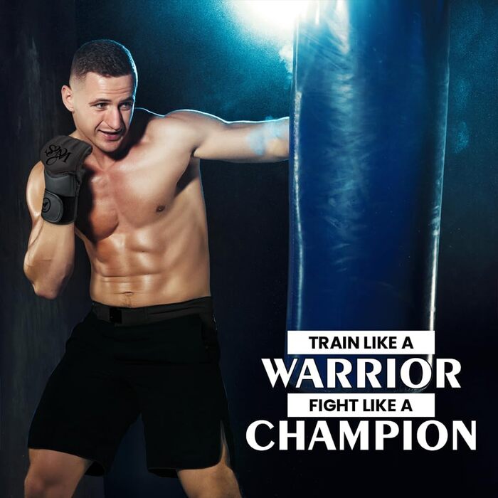 Професійні рукавички для MMA та боксу S&M Logistik XL, штучна шкіра, чорні – для спарингу, тренувань, єдиноборств, муай-тай, боксерської груші