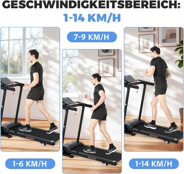 Біговий доріжки складаний для дому 14 км/год з LED-дисплеєм та 12 програмами тренувань, NV-T3801