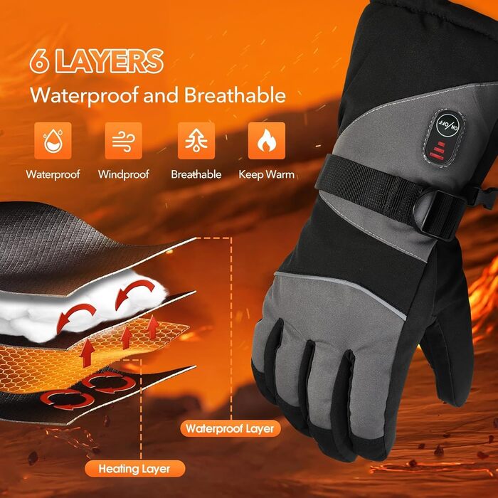Гріючі рукавички для чоловіків та жінок, з акумулятором 5V 5000mAh, 3 режими нагріву, для мотоциклів, велосипедів, катання на лижах (M)