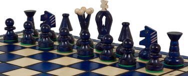 Шаховий набір Sunrise Chess Mittleres Königliches в синьому кольорі (35x35 см) – поєднання традицій та сучасного стилю