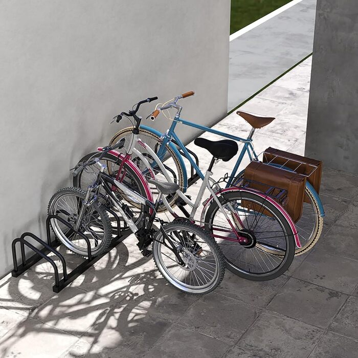 Стійка для велосипедів HENGMEI на 6 велосипедів, сталева, чорна. Підходить для шин шириною 30-65 мм. Настінний/підлоговий монтаж.