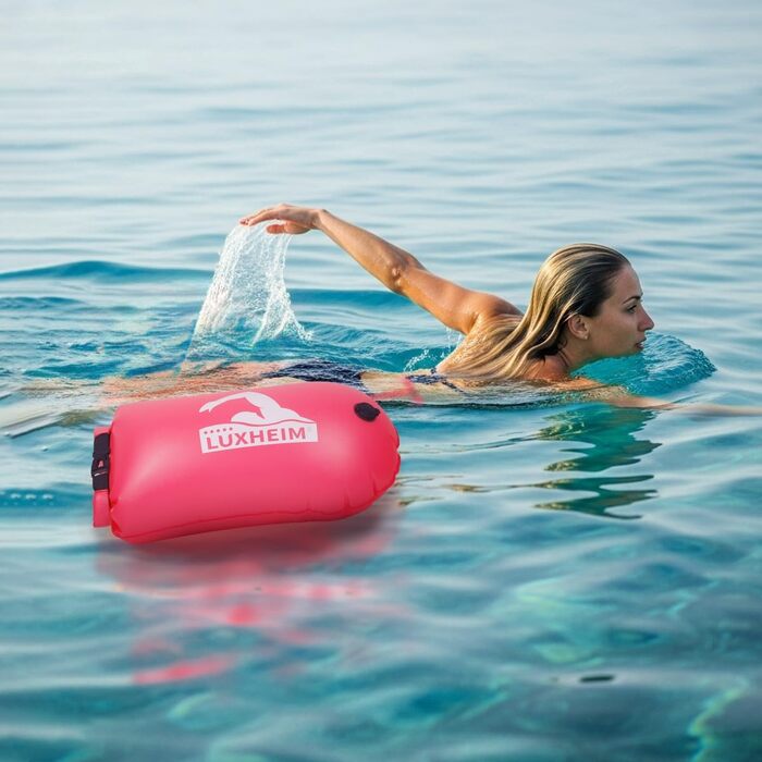 Буя для плавання Schleppschwimmer 28L, сигнальний, для відкритих вод, триатлону, водонепроникний Dry Bag, рожевий