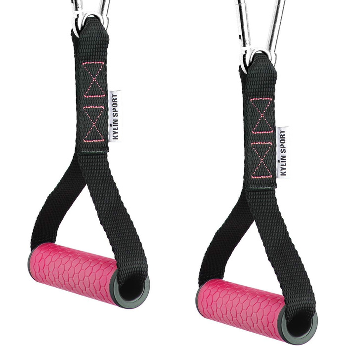 Набір аксесуарів для тренажерів KYLIN SPORT: гумки, ручки, карабіни (рожевий)