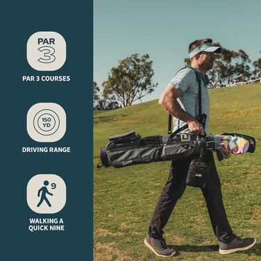 Гольф сумка Sunday Loma: легка, з ременем та стійкою – для пітч-н-пут, Par 3 та Executive курсів, сіра