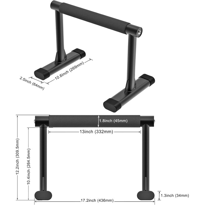 Паралелетки Kipika для віджимань та зворотних віджимань, фітнес-паралелетки для гімнастики, силових тренувань, витримують до 272 кг, регульована висота