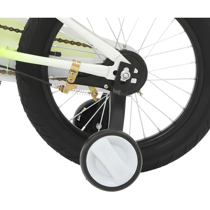 Дитячий велосипед 16 дюймів для дітей 5-8 років, регульована висота, з додатковими колесами та LED-ліхтариком (жовтий)