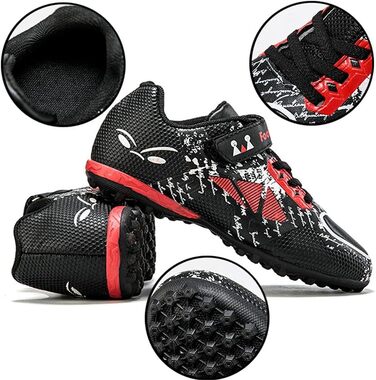 Дитячі футбольні бутси Unisex, легкі, неслизькі, для тренувань, для штучного газону, розмір 28-39 (38 EU), червоні