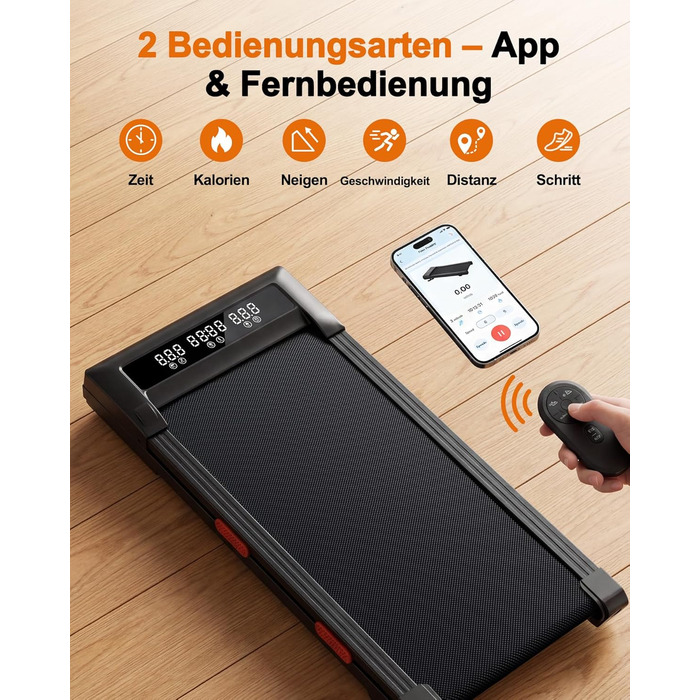 Бігова доріжка Lacuffy Walking Pad з нахилом для дому та офісу, керування через додаток, AI-тренування, підтримує до 136 кг, 90 см, чорна