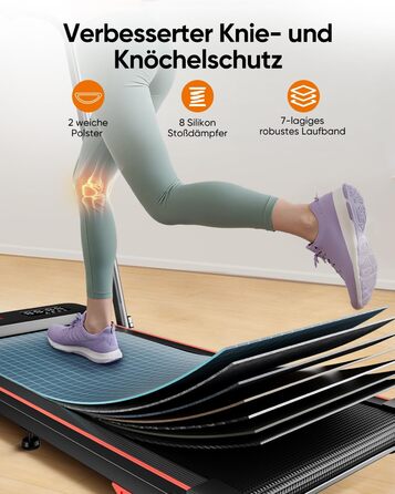 Біговий тренажер 6 в 1 для дому, складаний, з регулюванням нахилу 10% та ручкою. Підходить для дому/офісу, LED-дисплей, до 135 кг, пульт дистанційного керування та додаток. Без встановлення (червоний)