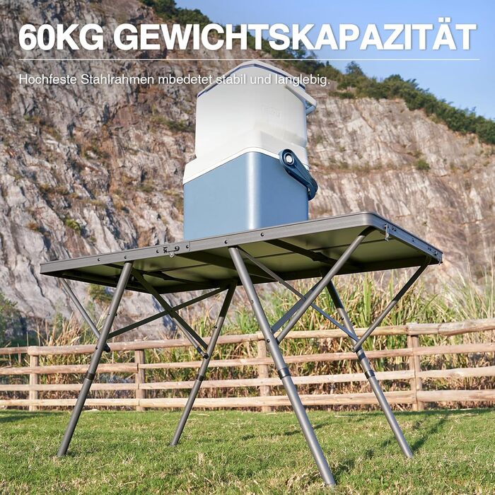 Складний туристичний стіл EVER ADVANCED 120x60 см, білий/темно-сірий, для кемпінгу, пікніка, саду, балкону, вантажопідйомність 60 кг