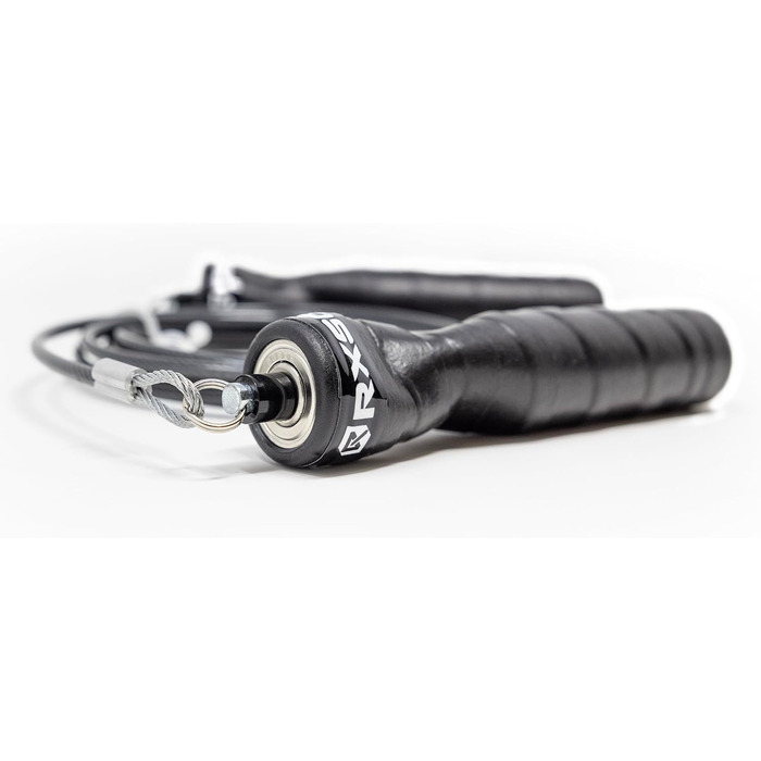 Скакалка Rx Smart Gear Black Ops з ергономічними ручками та тросом Trans Black Buff 3.4, обтяжена швидкісна для спорту, фітнесу, кросфіту, MMA, HIIT, кардіо, чорна, 275 см