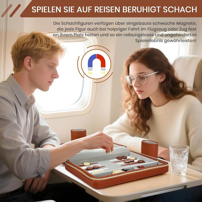 Набір для гри в нарди Lohofrnny, переносний, класичний, для дорослих та дітей (колір: коричневий)