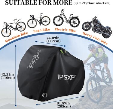 Чохол для велосипеда IPSXP, 210D Oxford, водонепроникний, від снігу, пилу та UV-захистом, для всіх типів велосипедів, 208x112x76 см