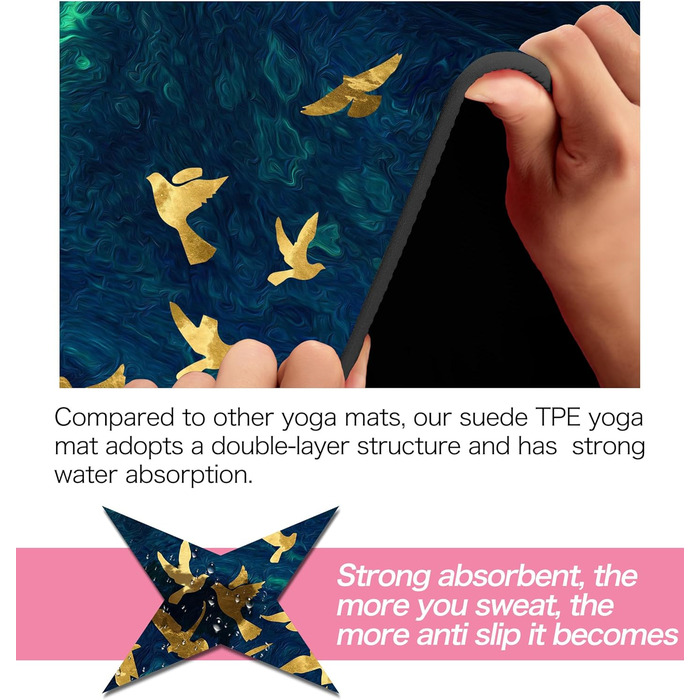 Килимок для йоги LaiEr, неслизький, екологічний, з ручкою для перенесення, товщина 6 мм (183 x 61 см)