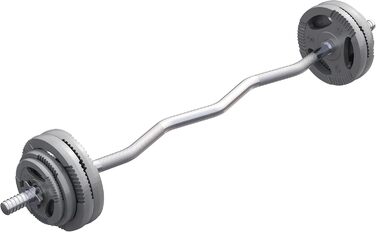 Набір гантелей GORILLA SPORTS 35 кг з SZ-грифом 120 см, чавунні диски 2x1,25 кг, 2x2,5 кг, 4x5 кг, діаметр 30 мм, рифлений хват, 2 замки-зірки