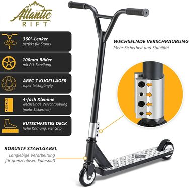 Трюковий самокат SPORTANA Tundra Basic для дітей та дорослих, алюмінієва рама, ABEC 7, до 100 кг, 360° Y-кермо