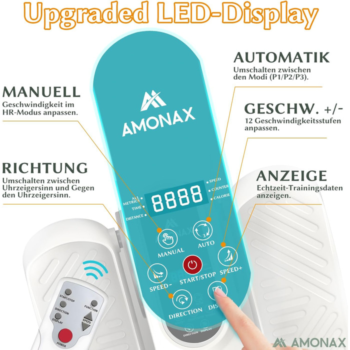 Електричний еліптичний тренажер Amonax, міні крос-тренажер для дому, сидячий тренажер для ніг, кардіо тренажер під стіл, для людей похилого віку, білий