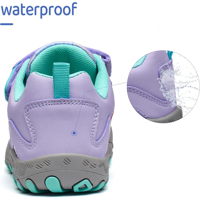 Дитячі трекінгові кросівки Mishansha для активного відпочинку, спорту та прогулянок. Зелені кросівки для дівчаток, розмір 29 EU, фіолетовий колір. Легкі та зручні кросівки для туризму та повсякденного носіння.