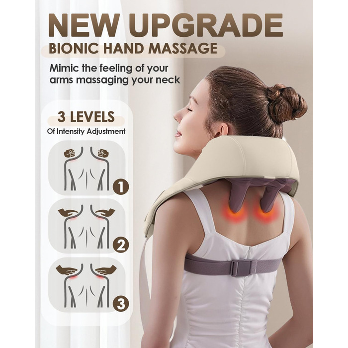 Масажер для шиї Zumghigh з зарядкою Type-C та портативним дизайном, 6D масажер для шиї та плечей для зняття болю, з підігрівом для дому, авто, офісу