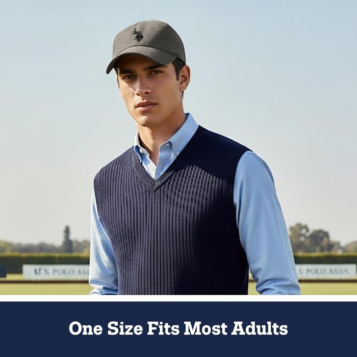 Чоловіча бейсболка U.S. Polo Assn. з логотипом Small Pony, 100% бавовна, регульований розмір, темно-сіра