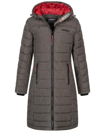 Жіноча зимова куртка-пальто Geographical Norway FVS Production H-H, довга стібана парка, колір хакі, розмір M