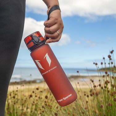 Фляга для води Super Sparrow - Tritan, 350/500/750/1000 мл, без BPA - спортивна, для фітнесу, велосипеда, університету, подорожей, легка, екологічна (1000 мл, світло-жовта)