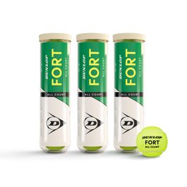 Тенісні м'ячі Dunlop Fort All Court TS для всіх типів покриттів (грунт, хард, трава), 12 шт (3 тубуси по 4 м'ячі)