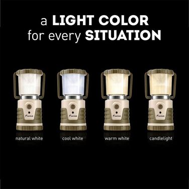 LED Ліхтар для кемпінгу Favor Adventurer: 1300 люмен, IP64, регулювання яскравості, змінна колірна температура, акумуляторний, зелений/коричневий
