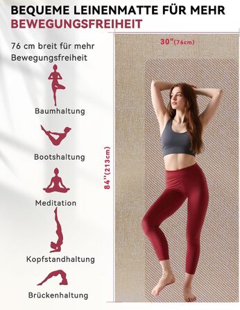 Великий килимок для йоги та фітнесу HAPBEAR Yogamatte XXL, протиковзкий мат для спорту та гімнастики, PVC, 8 мм товщина