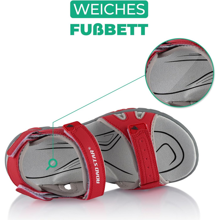 Трекінгові сандалії Fusskleidung для жінок та чоловіків, легке літнє взуття з міцною прогумованою підошвою, червоно-сірі, розмір 39 EU