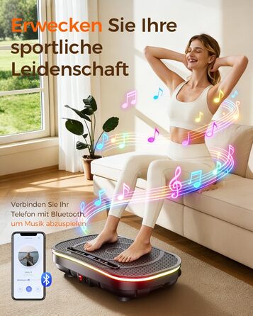 Віброплатформа для фітнесу Rüttelplatte: Вібраційна платформа для дому, 120 рівнів інтенсивності, тренування всього тіла, чорна