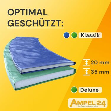 Батут Ampel 24 для саду Ø 305/366/430 см, сертифікат GS, для дітей, повний комплект з захисним бордюром та сіткою, чорний преміум-фрейм
