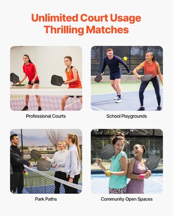 Pickleball-ракетка VEVOR з вуглецевим покриттям T700 та сотовою структурою, професійна ракетка для піклболу для дорослих, чорна