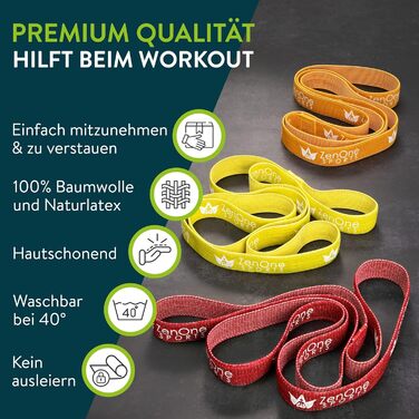 Набір еластичних стрічок для фітнесу ZenOne Sports® - 5 рівнів опору | Стрічки для силових тренувань вдома та в подорожах | Гумові стрічки для спорту
