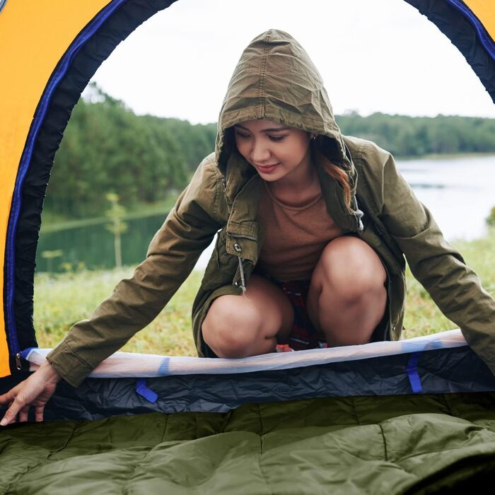 Спальний мішок LightDry® Mumien Thermo 3-сезонний з мікрофібри до -13°C; Легкий, компактний, теплий (Оливковий)
