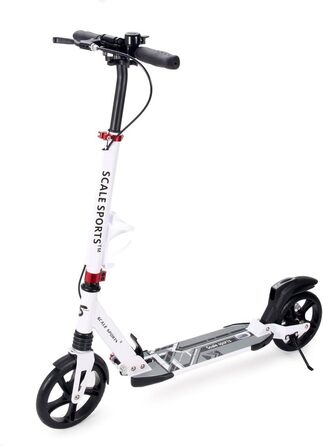 Самокат двоколісний складний Kickscooter для дітей 8-12 років, підлітків та дорослих, регульований кермо, колеса PU 200 мм, дискове та ножне гальмо, білий/чорний