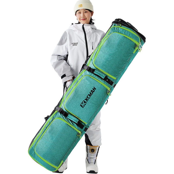 Чохол для сноуборду XCMAN 160/190 см - міцний, для перевезення, підходить для авіаперельотів (зелений)