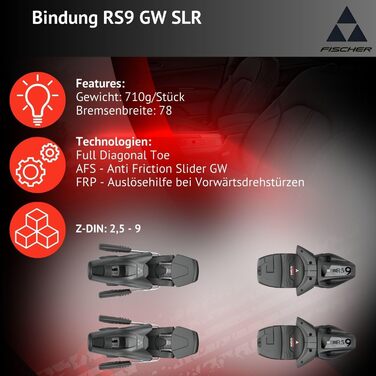 Лижі гірськолижні фігурні Fischer RC Pulse SLR PRO з рокером On-Piste, кріплення RS9 SLR Z2,5-9, для підготовлених трас, 155 см