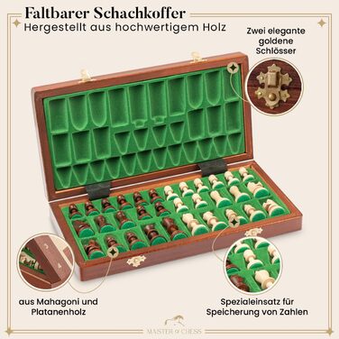 Шаховий набір Tournament NO. 7 | Master Of Chess | Розкішний шаховий стіл 50 см | Махагоні та Сикомор, високоякісне дерев'яне шахове дерево Staunton для всіх NO.7 Махагоні & Береза 50 см