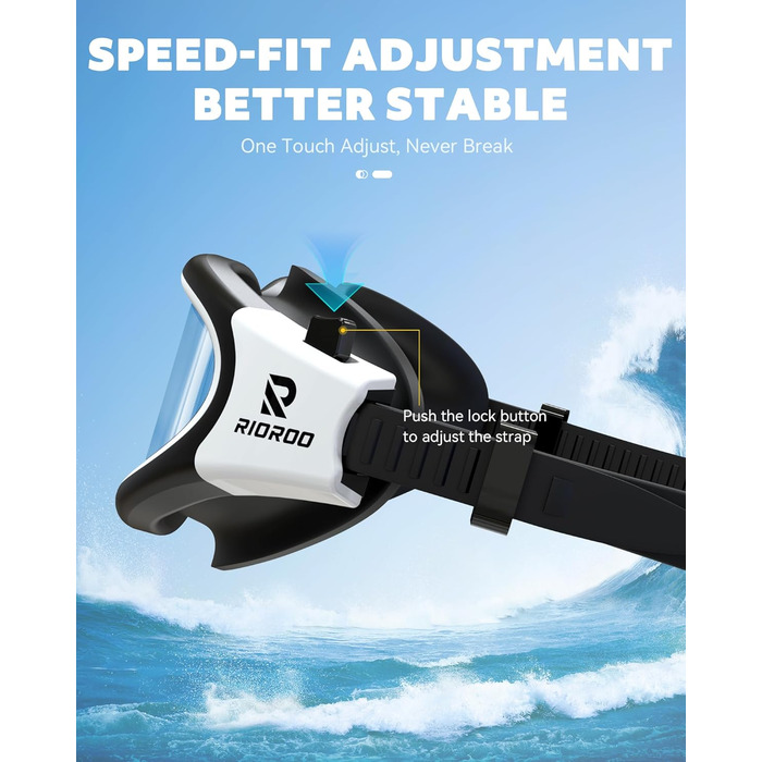 Окуляри для плавання, дорослі, поляризовані. Підходять для жінок та чоловіків. Без витоку, широкий кут огляду, захист від УФ-випромінювання, антизапітніння. Комфортні для підлітків та дорослих (чорний/світло-блакитний)