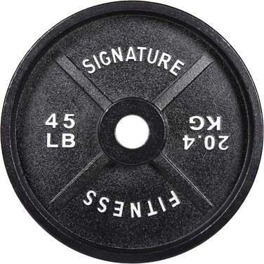 Олімпійський диск Signature Fitness, чавунний, 20,4 кг, 51 мм, з електронним покриттям