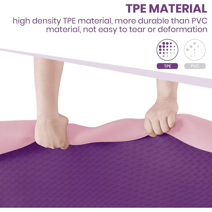 Килимок для йоги Narwhal TPE, 190x80 см, антиковзаючий, фіолетовий/рожевий