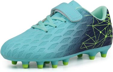 Дитячі футбольні бутси JABASIC Firm Ground для хлопчиків та дівчаток (26 EU, Зелений, Темно-синій)