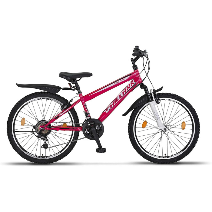 Гірський велосипед Chillaxx Bike Escape 24/26 дюймів, 21-швидкісний, для дівчат, хлопців, жінок і чоловіків, рожево-білий, V-гальма, преміум-якість