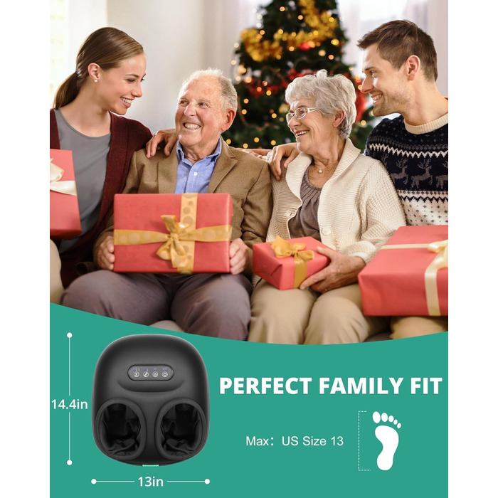 Масажер для ніг Medcursor з підігрівом, глибокий масаж, зняття напруги м'язів та стоп, багатоступеневі налаштування та регульована інтенсивність для дому та офісу (Чорний)