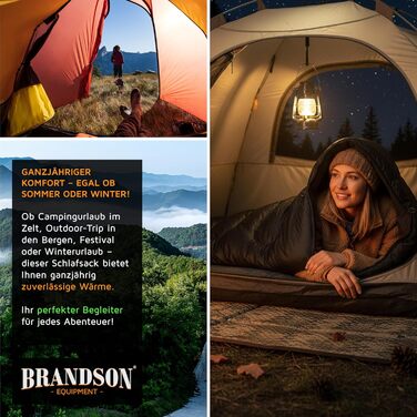 Сплячий мішок Brandson Outdoor Extreme -18°C для дорослих та дітей, водонепроникний, дихаючий, для кемпінгу та подорожей